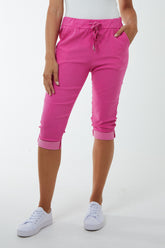 Glitter Drawstring Pocket Capri Trousers