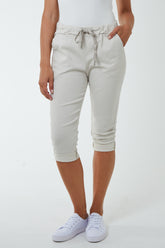 Glitter Drawstring Pocket Capri Trousers