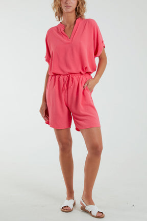 V-Neck Top and Shorts Co-Ord Set