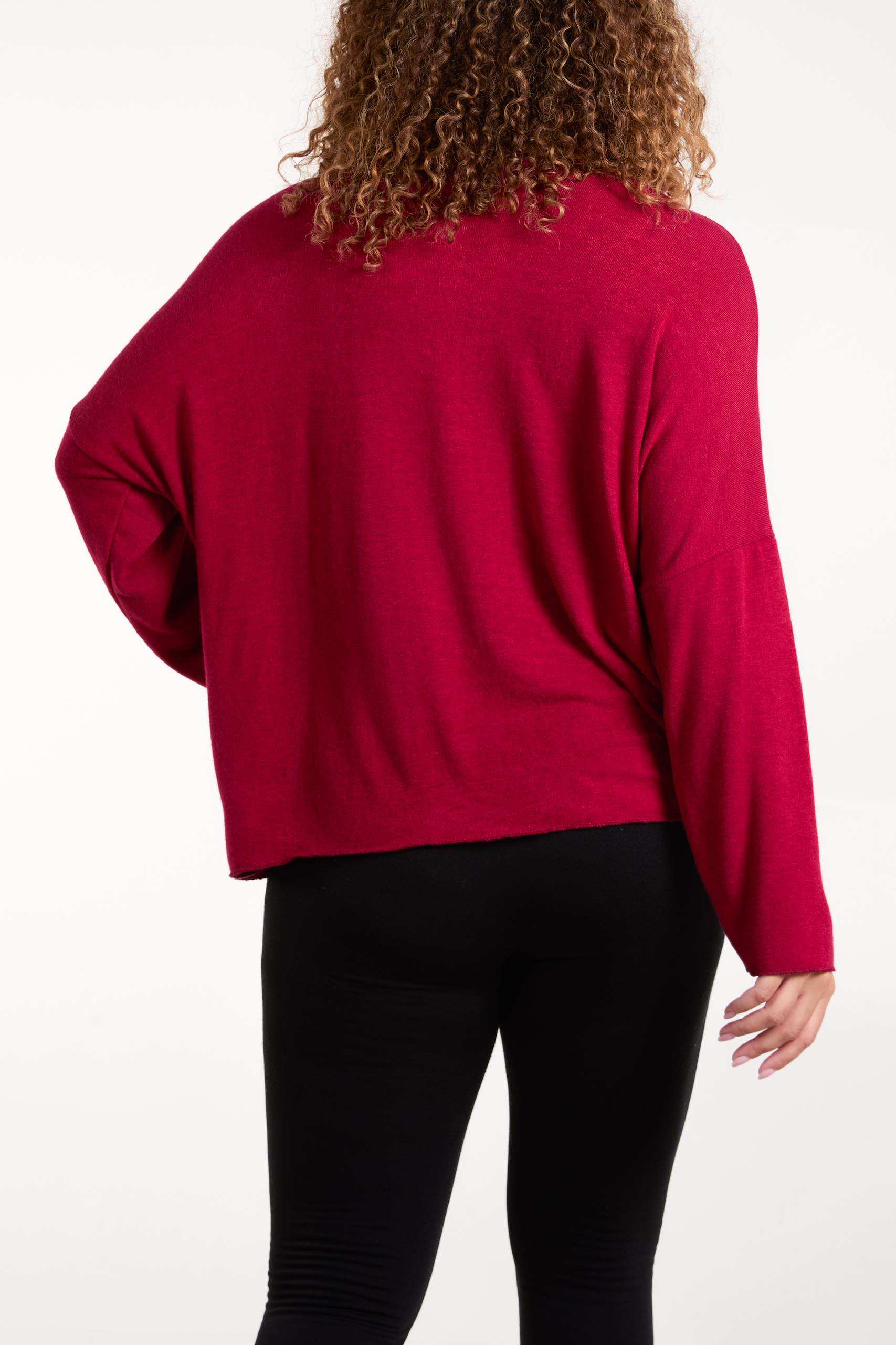 Necklace Fine Knit V-Neck Jumper