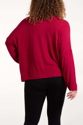 Necklace Fine Knit V-Neck Jumper