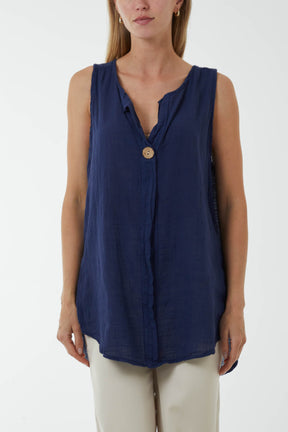 Oversized Sleeveless V-Neck  Top