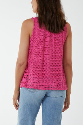 Sleeveless Lace Crochet Vest Top