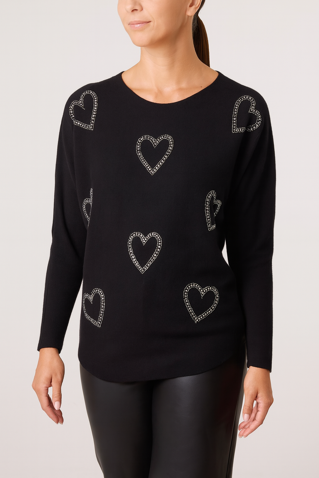 Sequin Heart Fine Knit Jumper