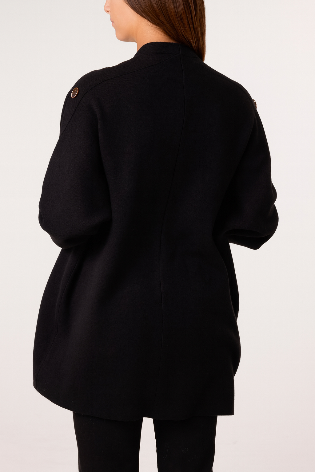 Button Sleeve Open Front Cardigan