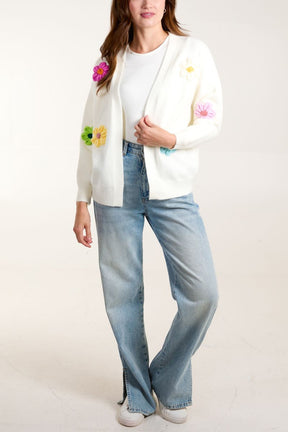 Multi-Coloured Flower Knit Cardigan