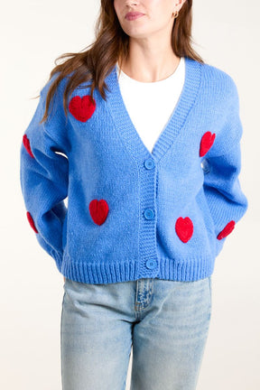 Knitted Heart Button Cardigan