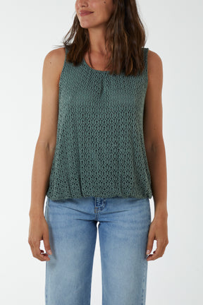 Sleeveless Lace Crochet Vest Top