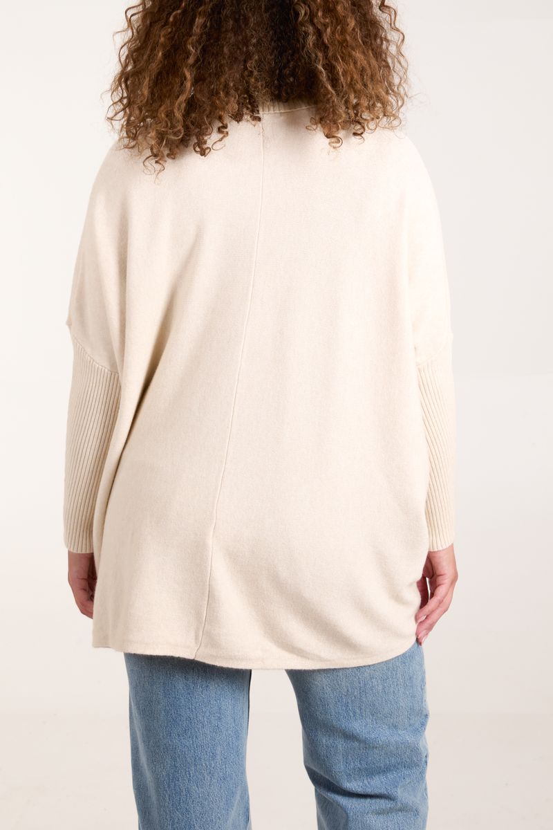 Roll Neck Pocket Asymmetric Jumper