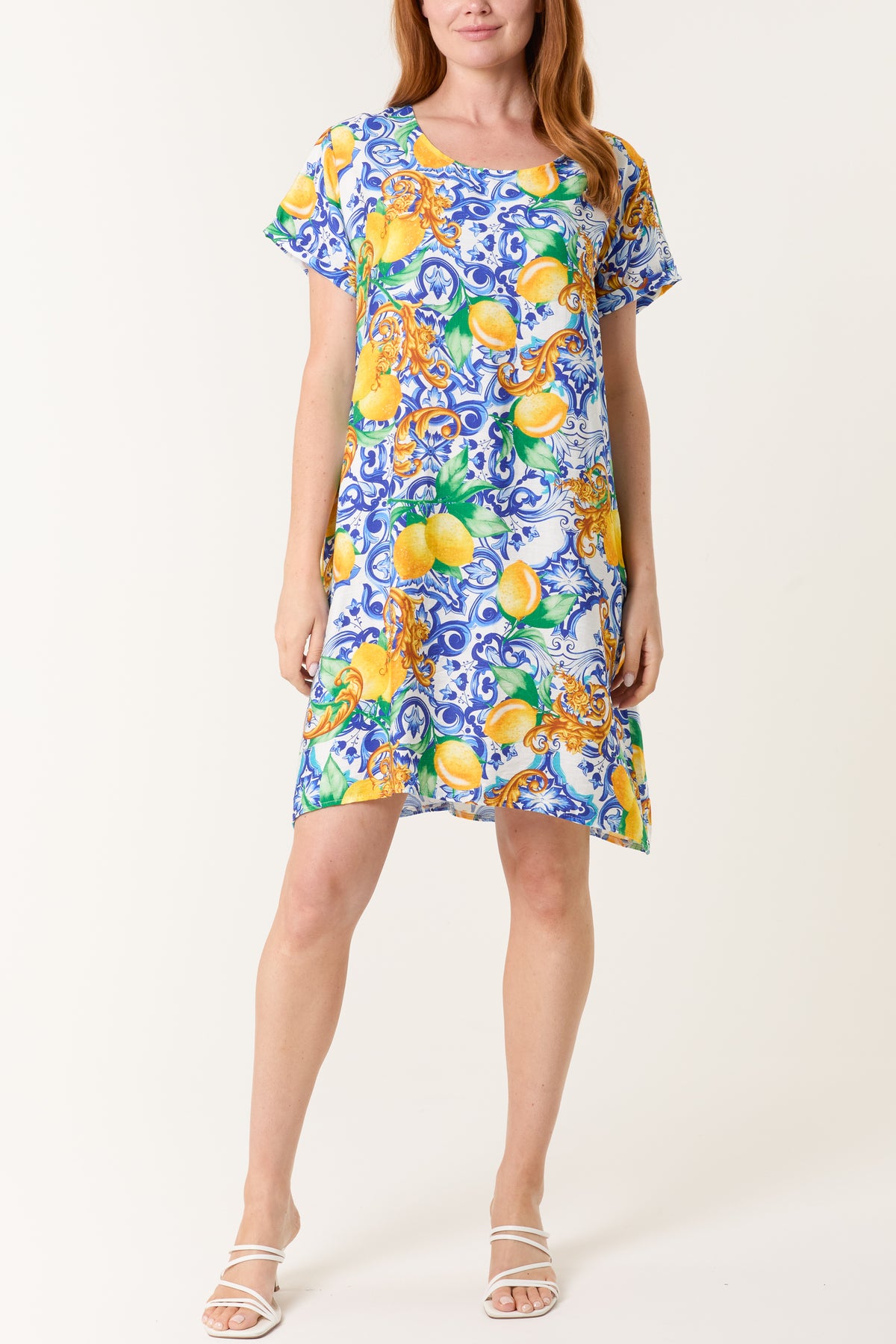 Baroque Lemons Pockets Mini Dress