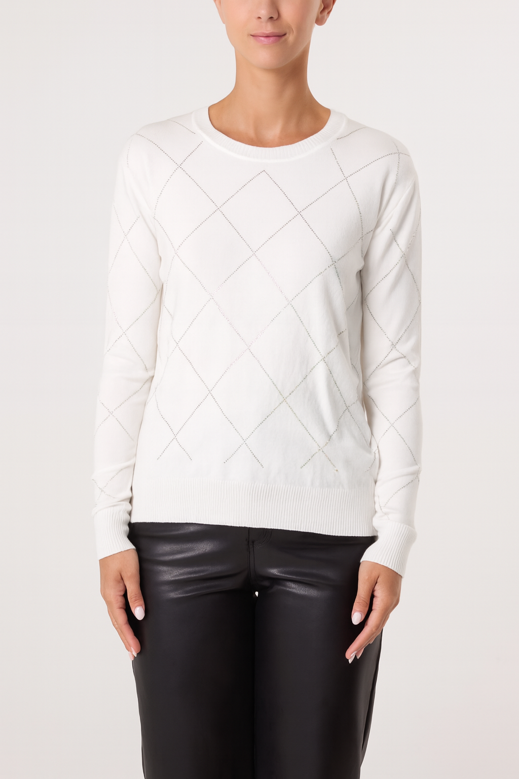 Embellished Diamond Print Jumper