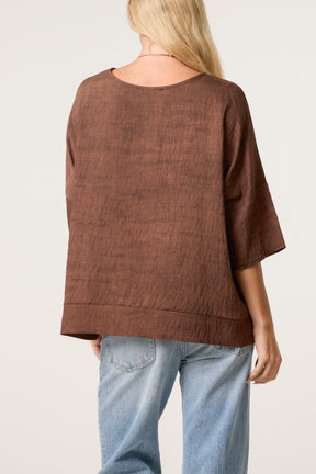 Necklace Acid Wash Short Sleeve Top