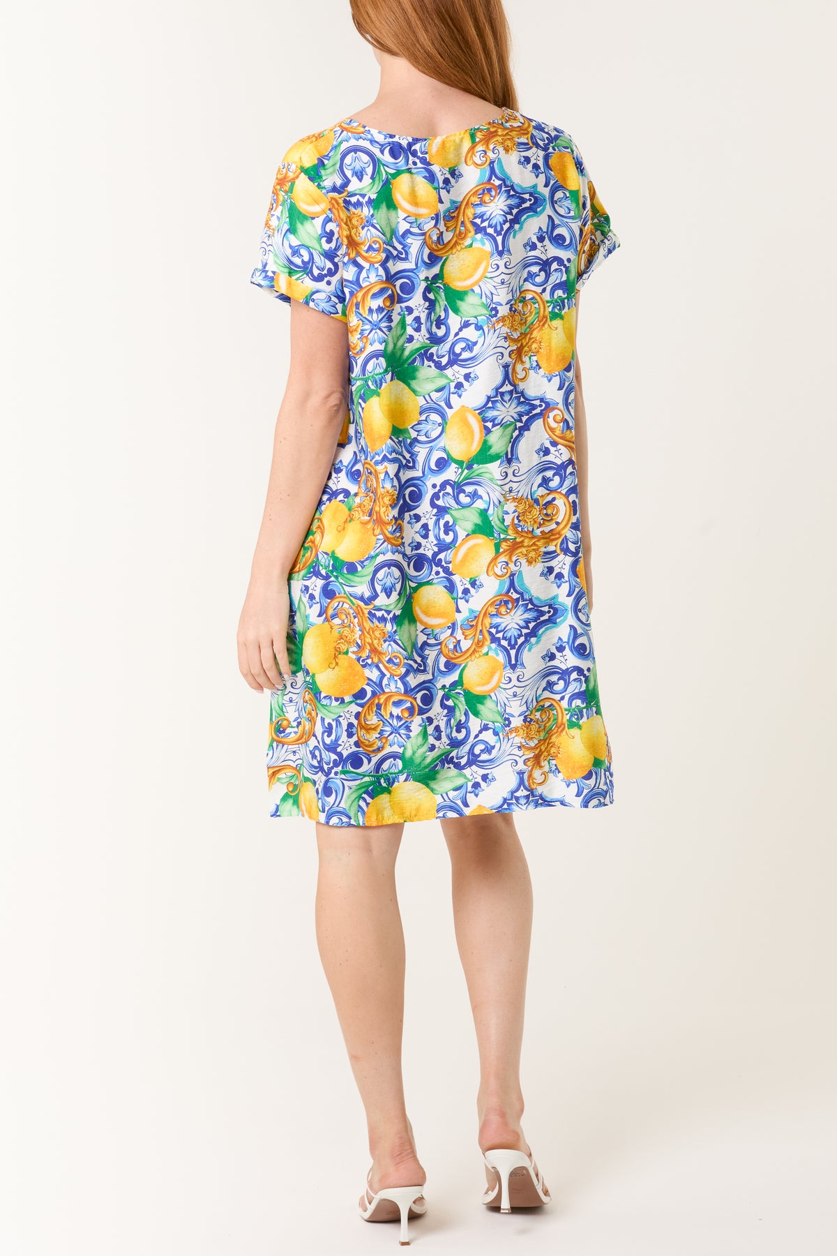 Baroque Lemons Pockets Mini Dress