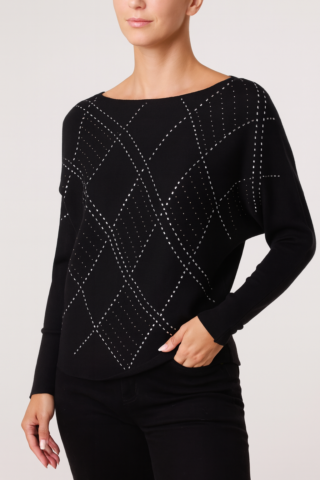 Embellished Diamond Patterned Jumper