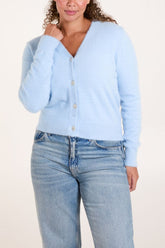 V-Neck Diamante Button Cardigan