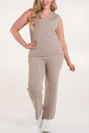 Knit Vest & Wide Leg Trouser Set