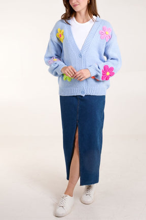 Multi Colour Flower Knit Cardigan