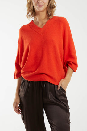 Cropped Soft Touch 3/4 Sleeve Jumper