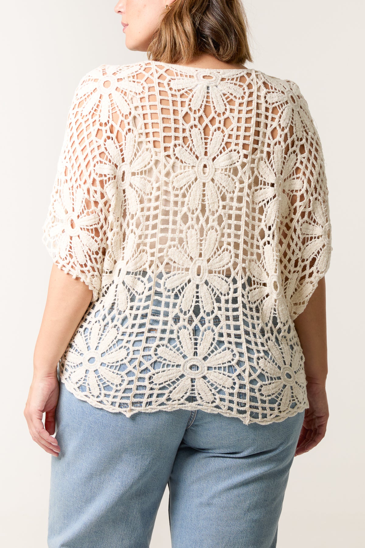 Daisy Designed Crochet Batwing Top