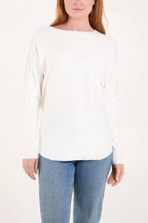 Diamante Sleeve Embellished Jumper