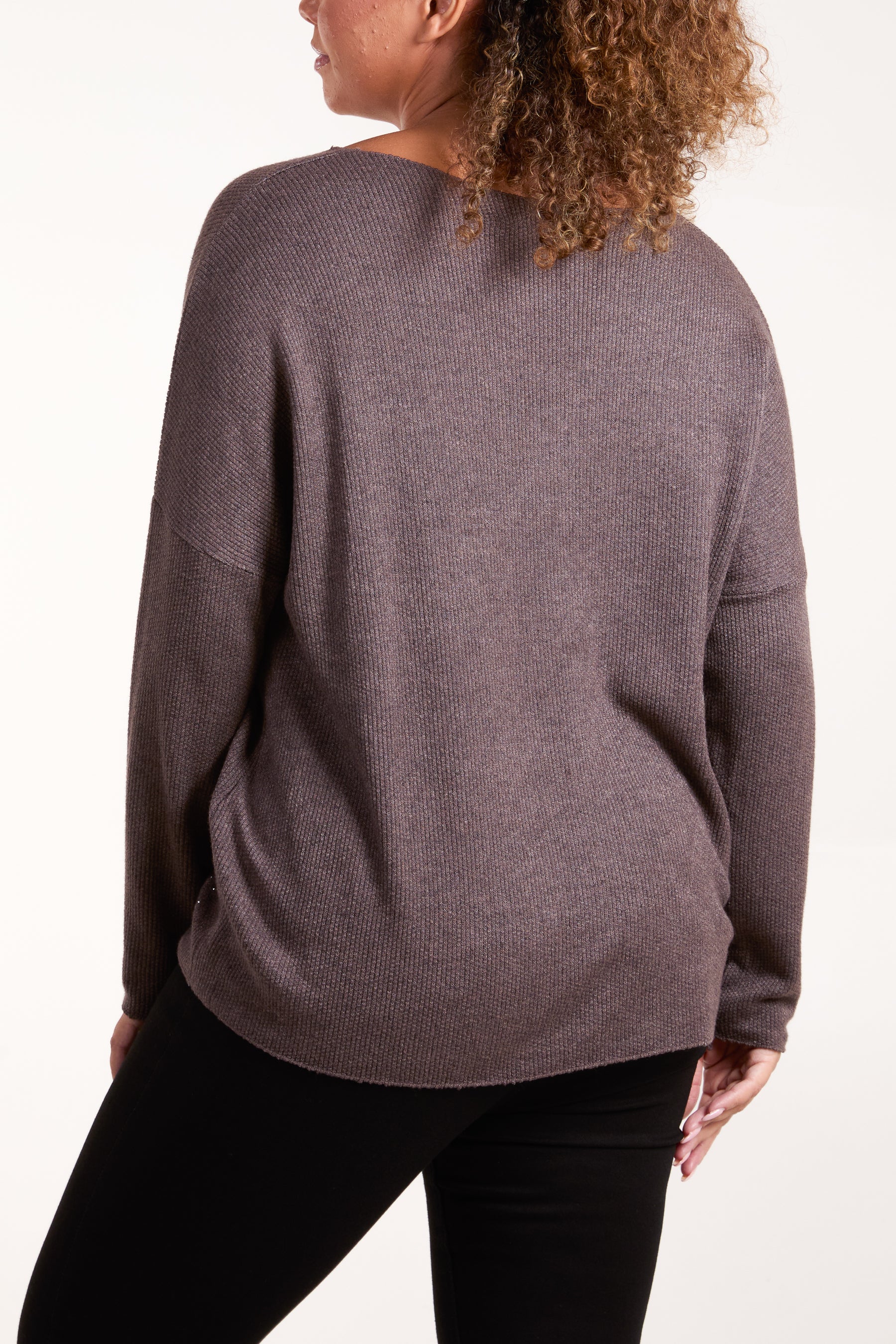 Diamante Detail V-Neck Jumper