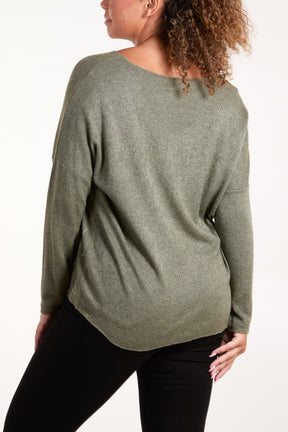 Diamante Detail V-Neck Jumper