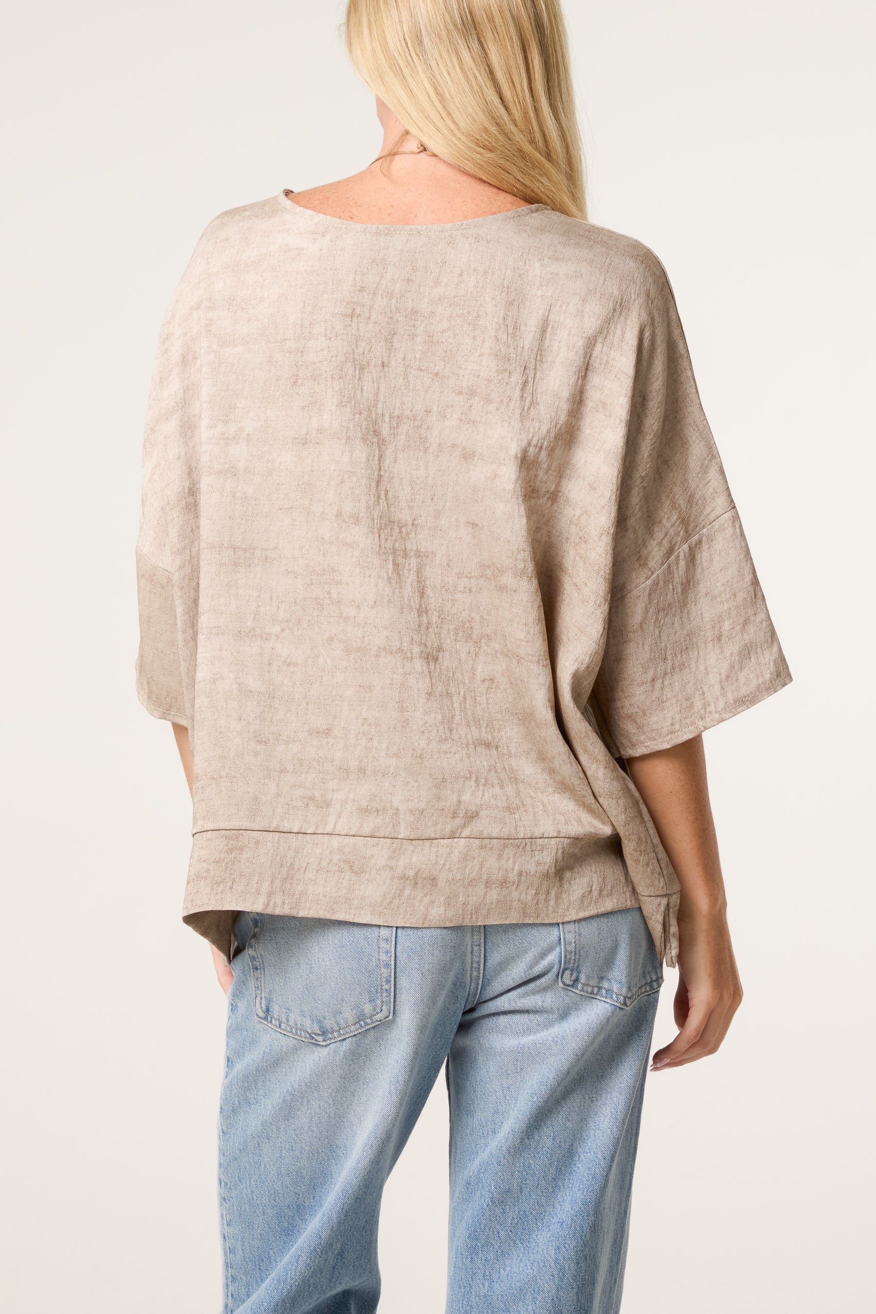 Necklace Acid Wash Short Sleeve Top