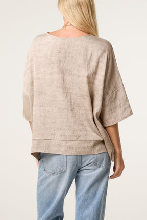 Necklace Acid Wash Short Sleeve Top