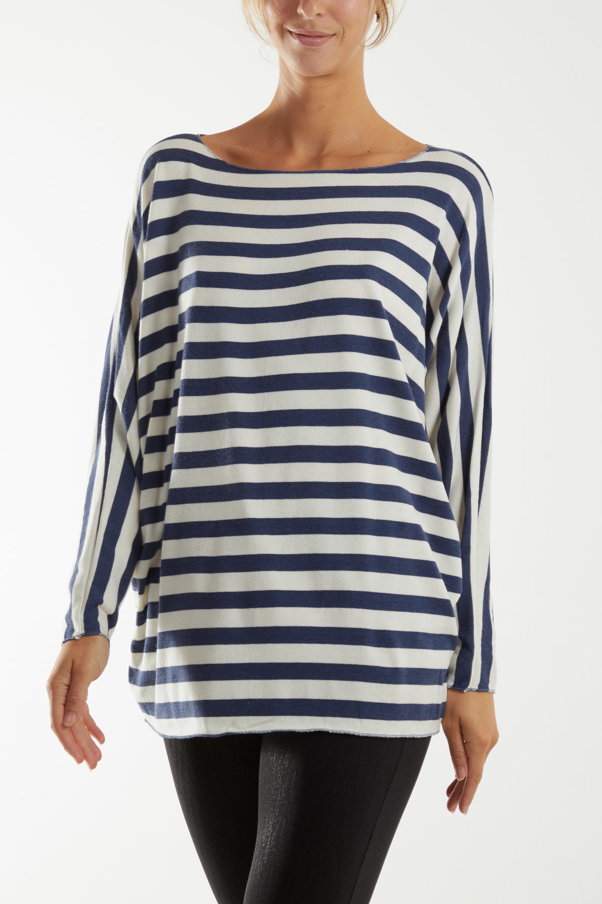 Striped Batwing Long Sleeve Top