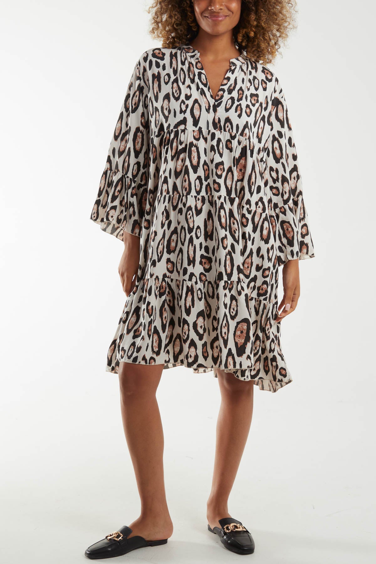 Leopard Print Tiered Mini Dress