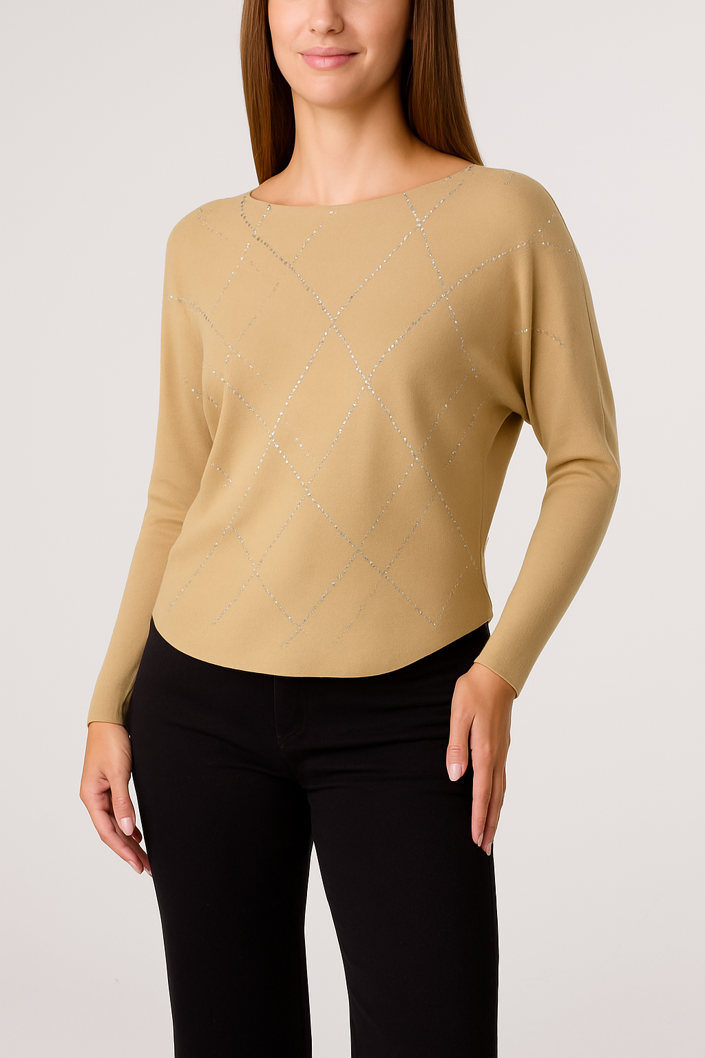 Embellished Diamond Patterned Jumper