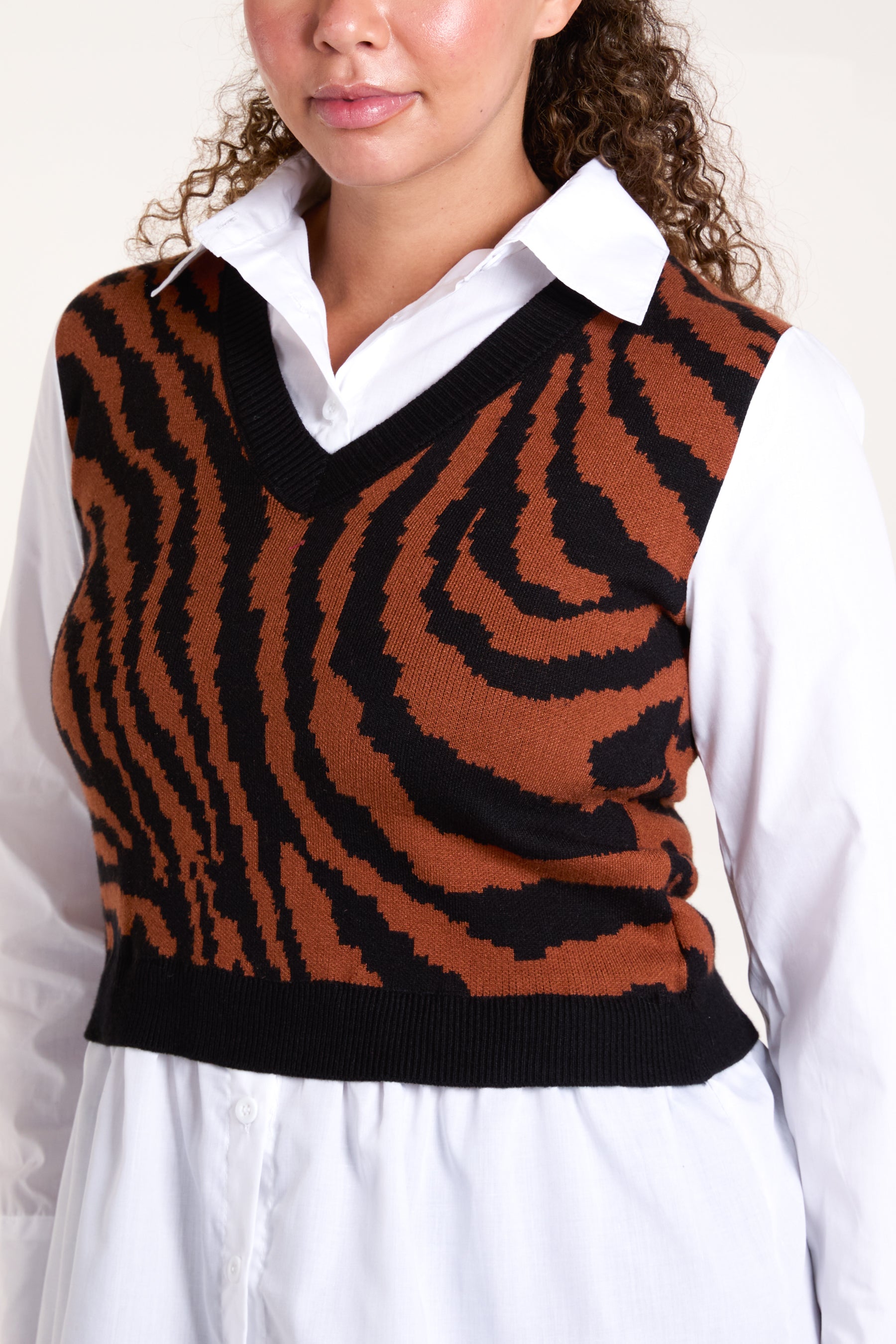 Tiger Print Vest with Shirt