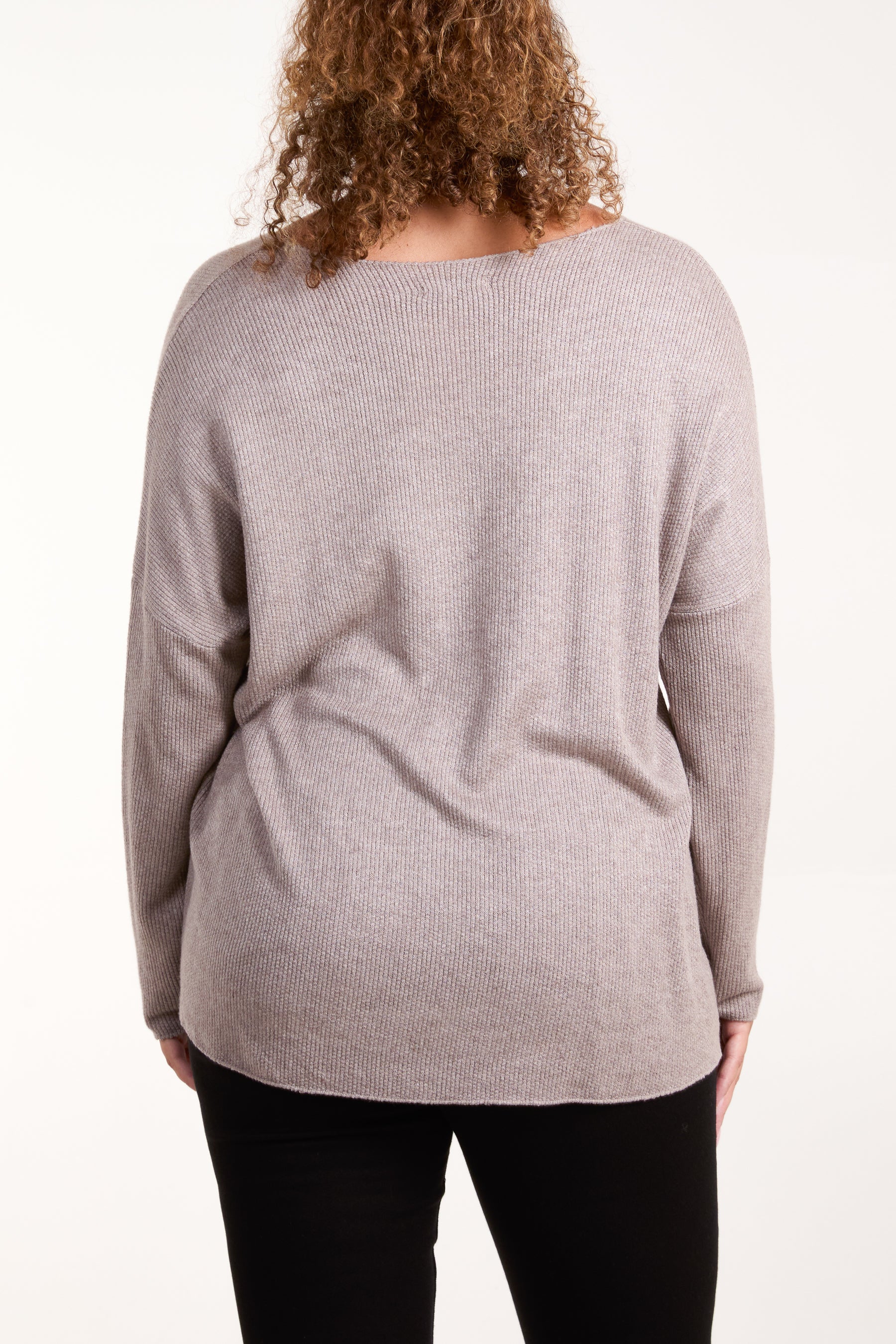 Diamante Detail V-Neck Jumper