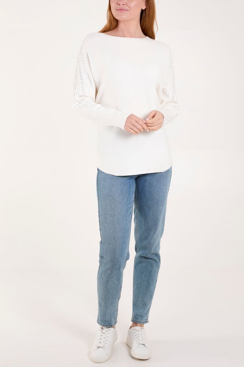 Diamante Sleeve Embellished Jumper
