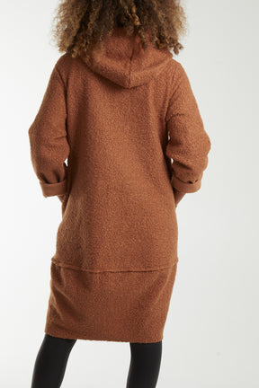 Hooded Teddy Bear Coat With Side Buttons