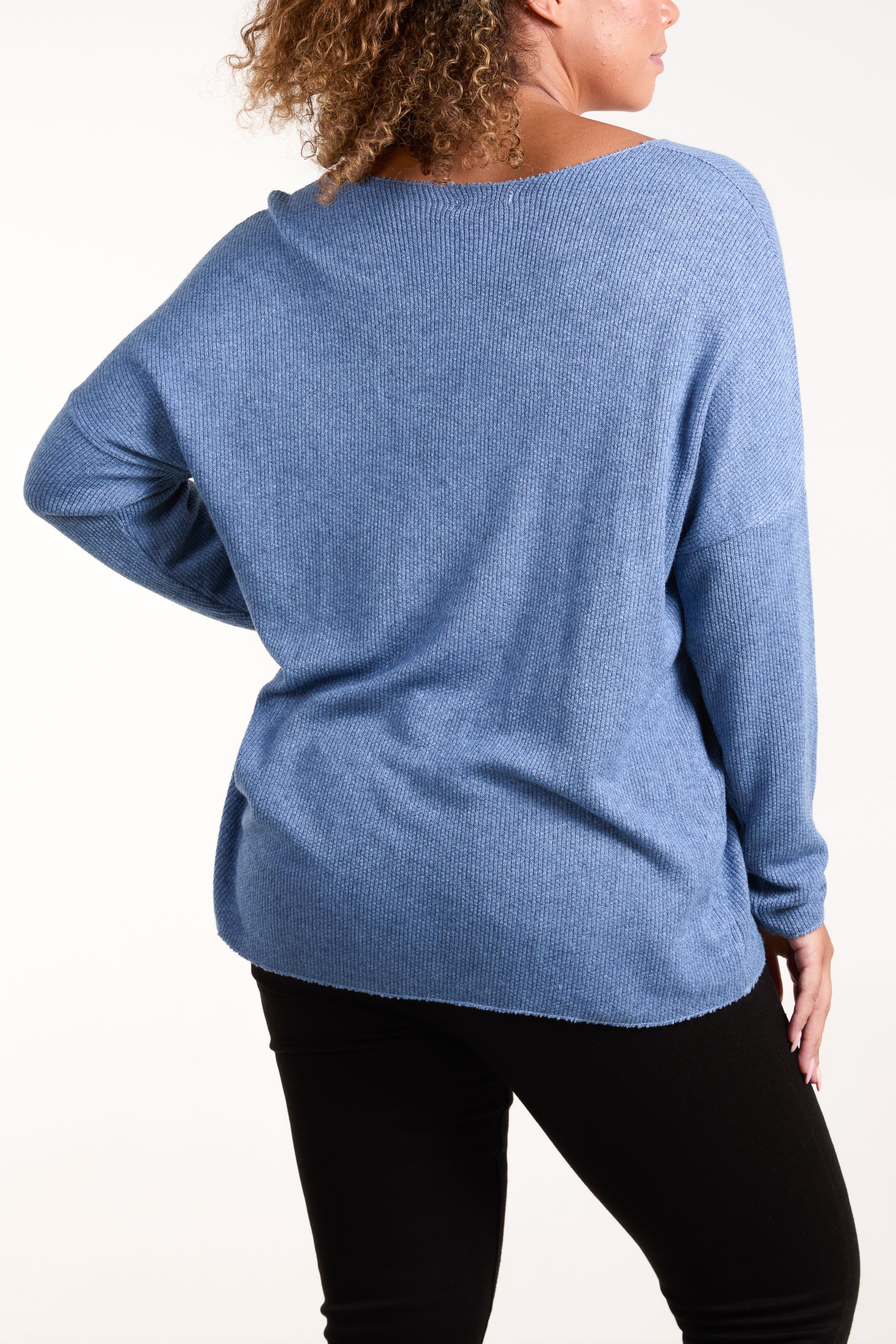 Diamante Detail V-Neck Jumper