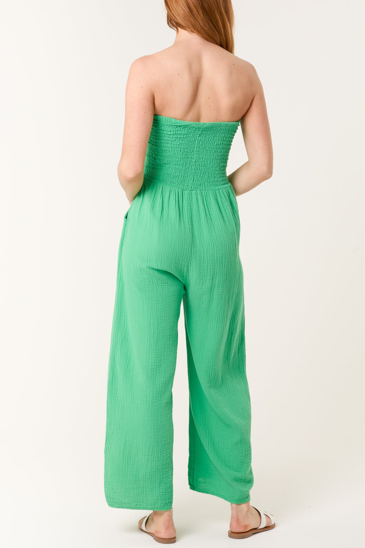 Bandeau Wide Leg Cheesecloth Jumpsuit