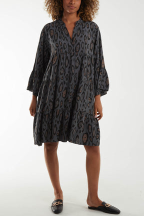 Leopard Print Tiered Mini Dress