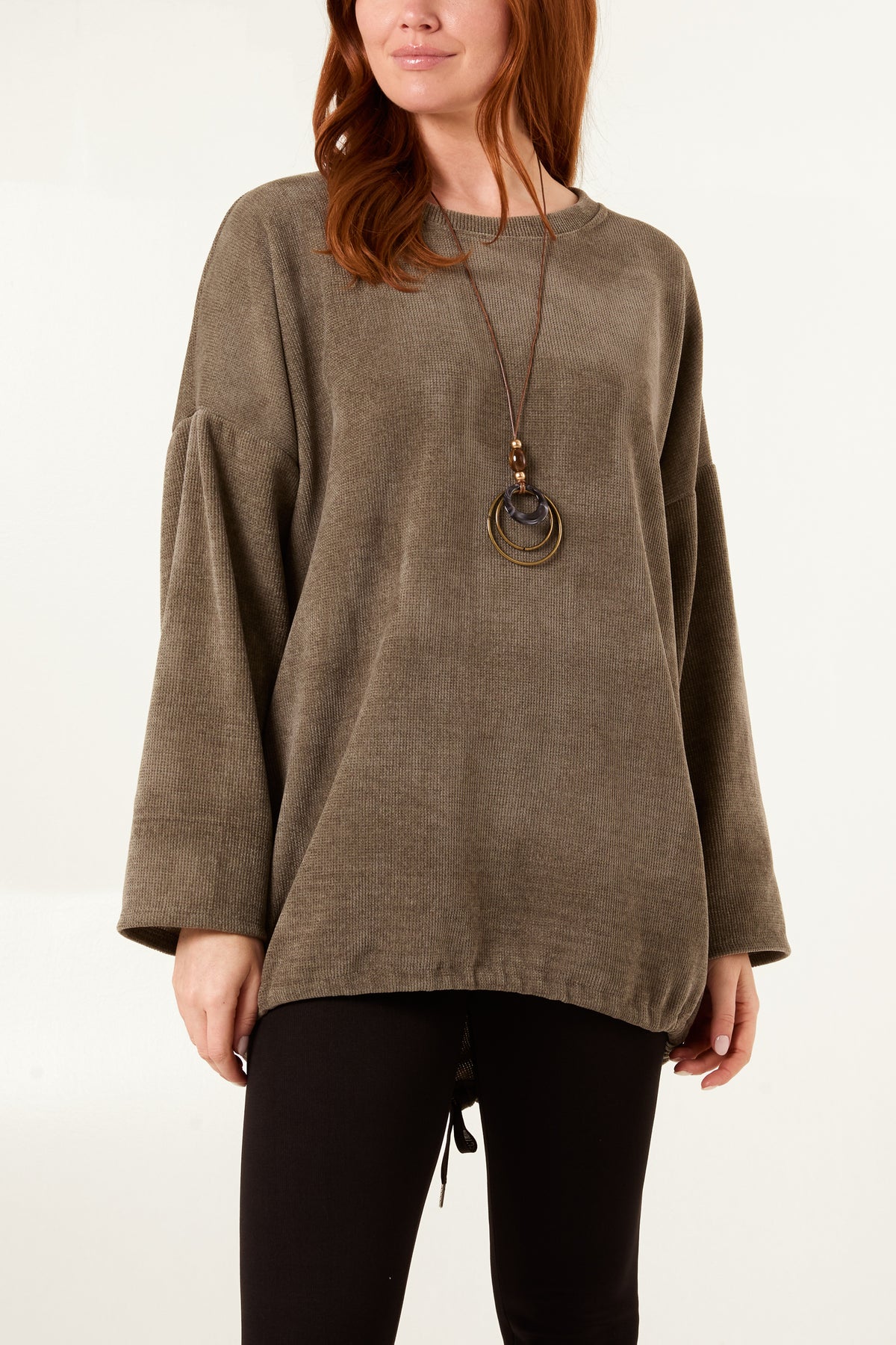 Necklace Chenille Back Bow Oversized Top