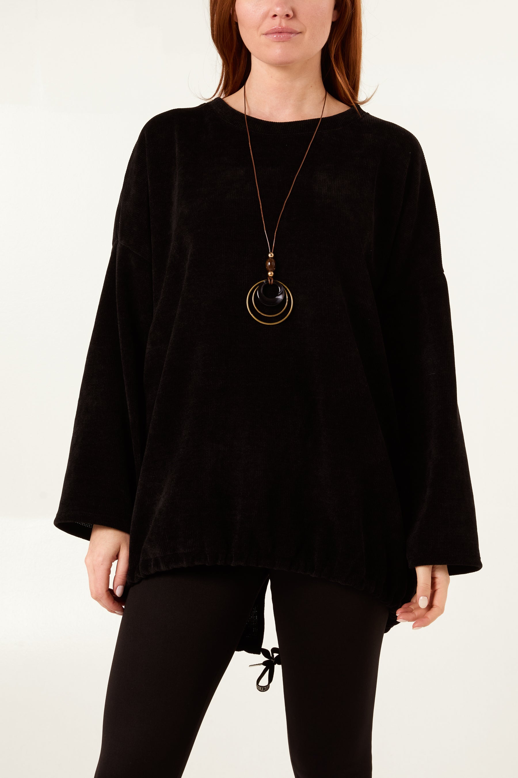 Necklace Chenille Back Bow Oversized Top