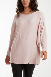 Round Neck Batwing Fine Knit Jumper