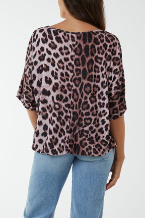 Short Sleeve Leopard Print Top