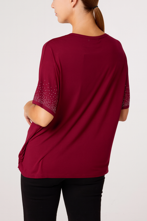 Diamante Embellished Round Neck Top