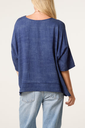 Necklace Acid Wash Short Sleeve Top
