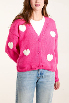 Knitted Heart Button Cardigan