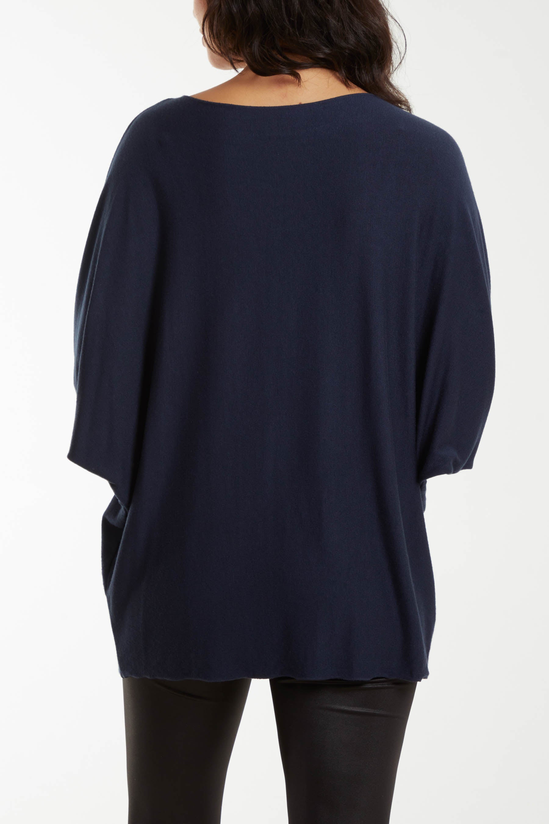 Round Neck Batwing Fine Knit Jumper