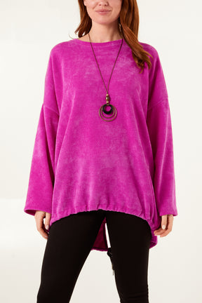 Necklace Chenille Back Bow Oversized Top