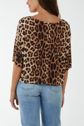 Short Sleeve Leopard Print Top