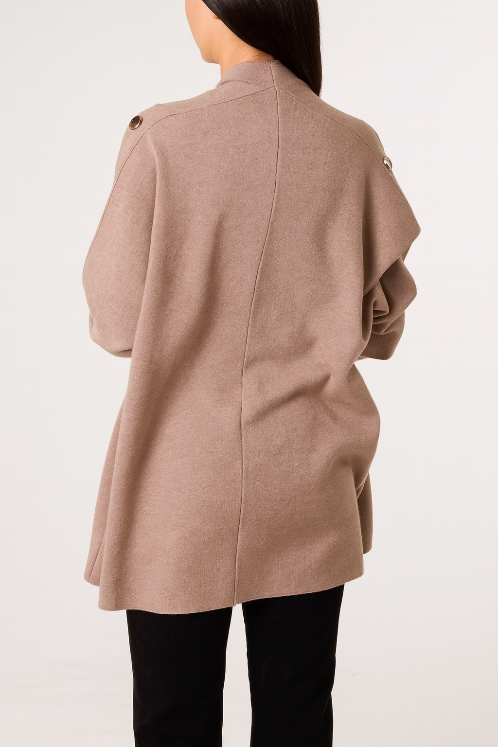 Button Sleeve Open Front Cardigan