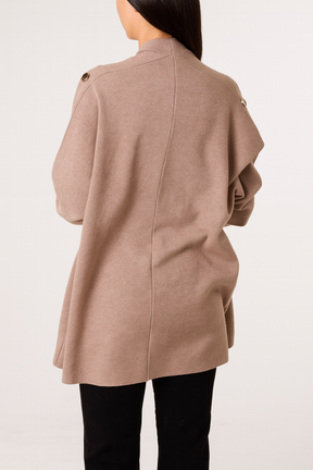 Button Sleeve Open Front Cardigan